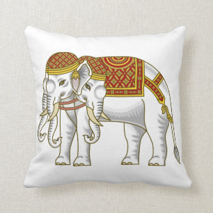 Thai Erawan White Elephant Cushion