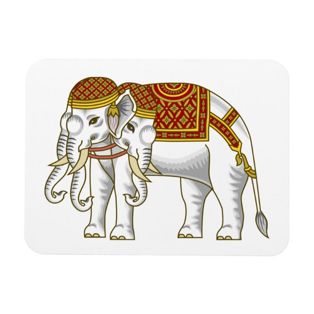Thai Erawan White Elephant Magnet (Horizontal)