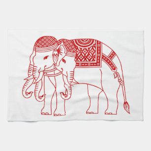 Thai Erawan White Elephant Tea Towel