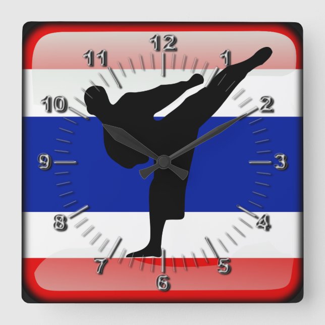 Thai flag square wall clock (Front)