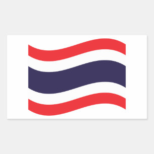 Thai Flag Wave Rectangular Sticker