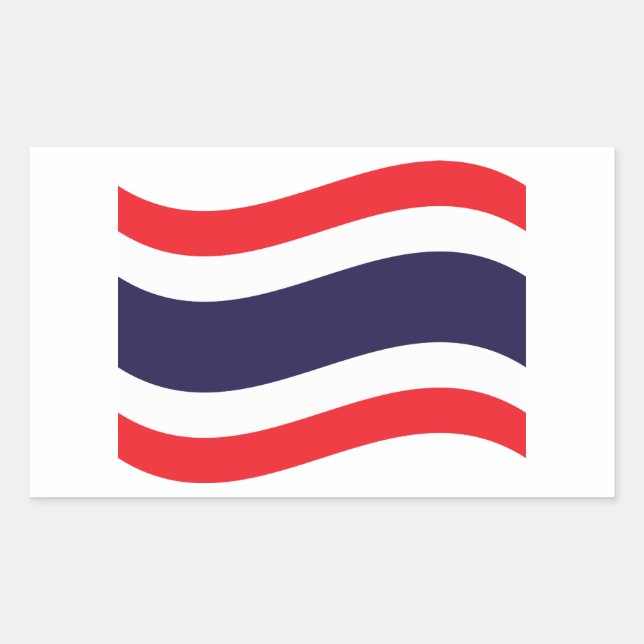 Thai Flag Wave Rectangular Sticker (Front)