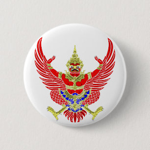 THAI GARUDA - KROOTH - SANSKRIT 6 CM ROUND BADGE