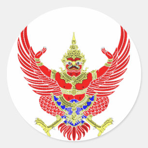 THAI GARUDA - KROOTH - SANSKRIT CLASSIC ROUND STICKER
