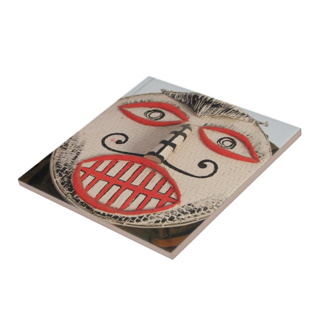 Thai Ghost Face, Phi Ta Khon Mask Festival, Loei Ceramic Tile (Side)