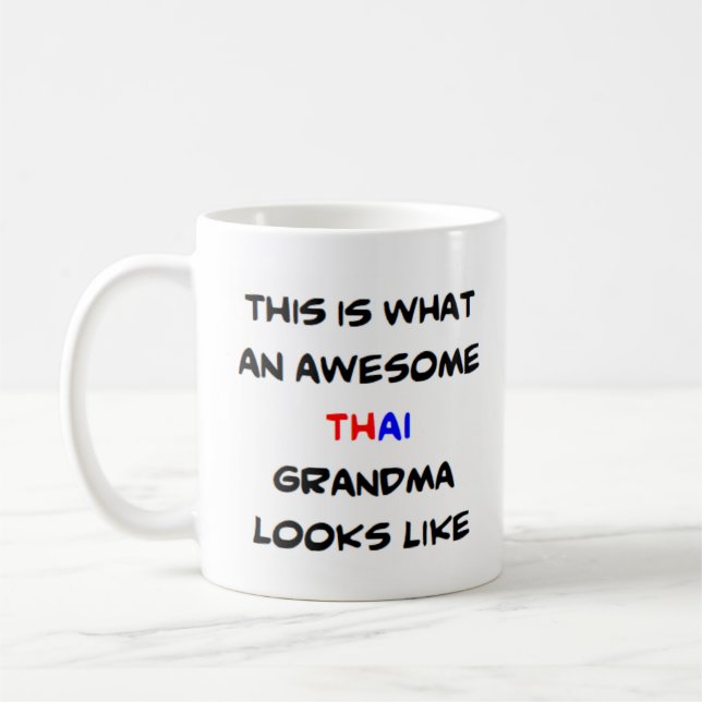 thai grandma, awesome coffee mug (Left)
