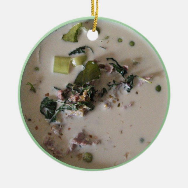 Thai Green Curry [แกงเขียวหวาน] ... Asian Food Ceramic Tree Decoration (Front)