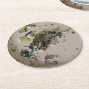 Thai Green Curry [แกงเขียวหวาน] ... Asian Food Round Paper Coaster