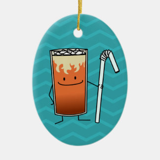 Thai Iced Tea & Bendy Straw Happy Drink Thailand Ceramic Tree Decoration