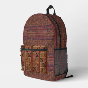 Thai Ikat Inspired Earthy Woven mixed fabric Printed Backpack