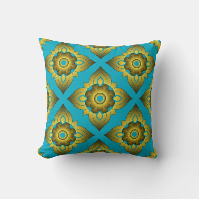 thai ikat seamless pattern background cushion (Front)