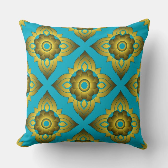 thai ikat seamless pattern background cushion (Front)
