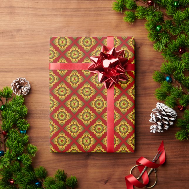 thai ikat seamless pattern background wrapping paper (Holiday Gift)