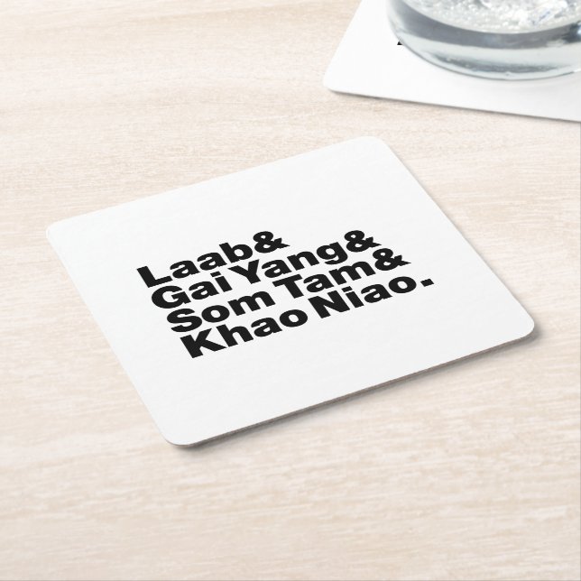 Thai Isaan Street Food Square Paper Coaster (Angled)