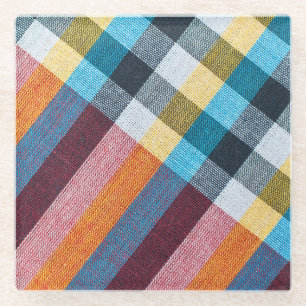 Thai Loincloth: Closeup Fabric Texture. Glass Coaster