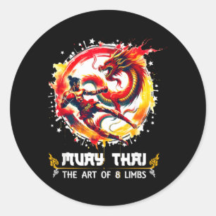 Thai Martial Art Kickboxing MMA Art of Eight Limbs Classic Round Sticker