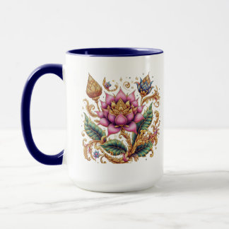 Thai Motif Flower Large Combo Mug