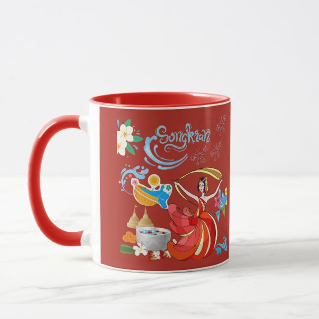 Thai new year radiance brick red mug (Left)