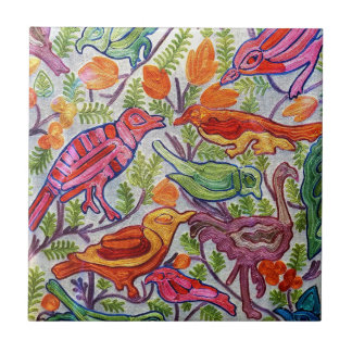 Thai  Ornamental Bird Painting Ceramic Tile