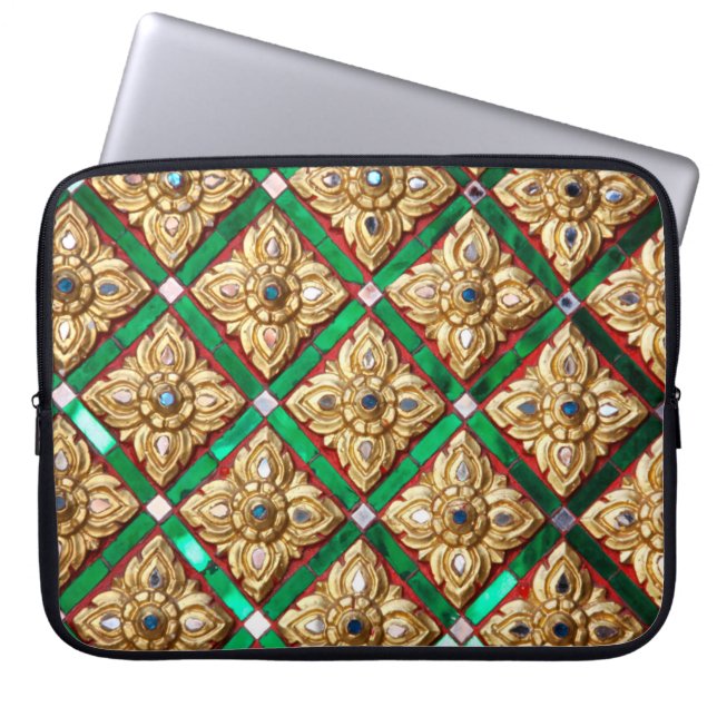 Thai pattern inside wall of Thai templethailand, a Laptop Sleeve (Front)