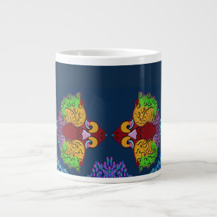 Thai Script Abstract Fish Art   Jumbo Mug