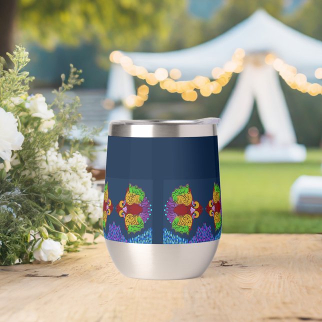 Thai Script Abstract Fish Art | Tumbler Bottle (Wedding)