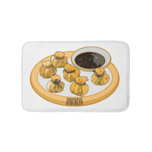 Thai shrimp purse cartoon illustration bath mat