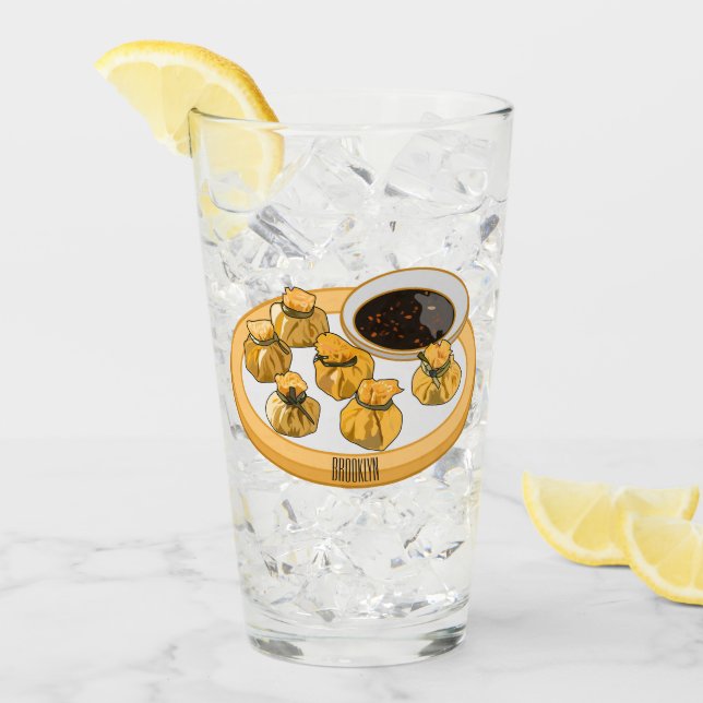 Thai shrimp purse cartoon illustration  glass (Front Ice)