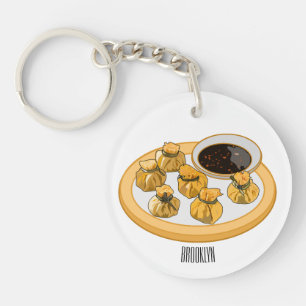 Thai shrimp purse cartoon illustration key ring