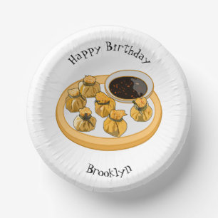 Thai shrimp purse cartoon illustration paper plate