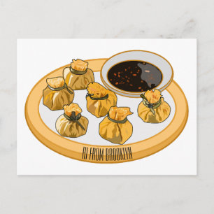Thai shrimp purse cartoon illustration  postcard