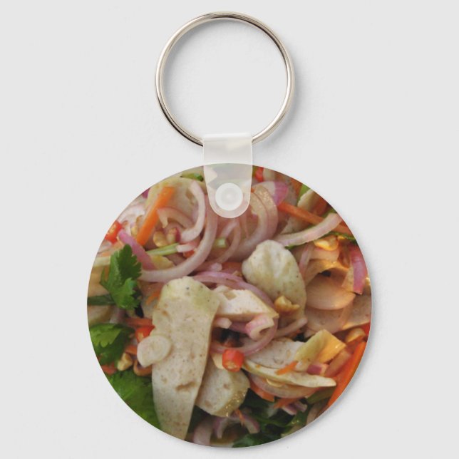 Thai Spicy Sausage Salad ... Asian Street Food Key Ring (Front)