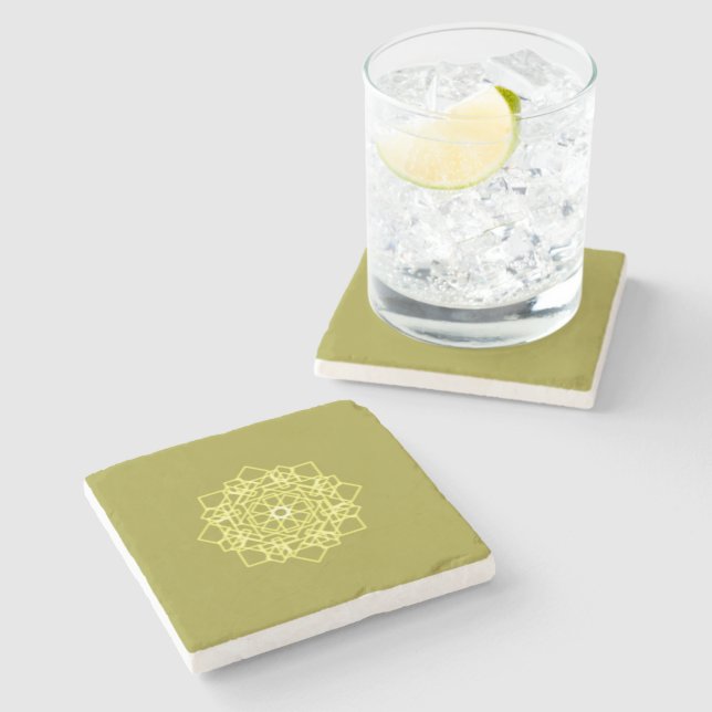 thai square pattern of modern graphic design style stone coaster (Side)