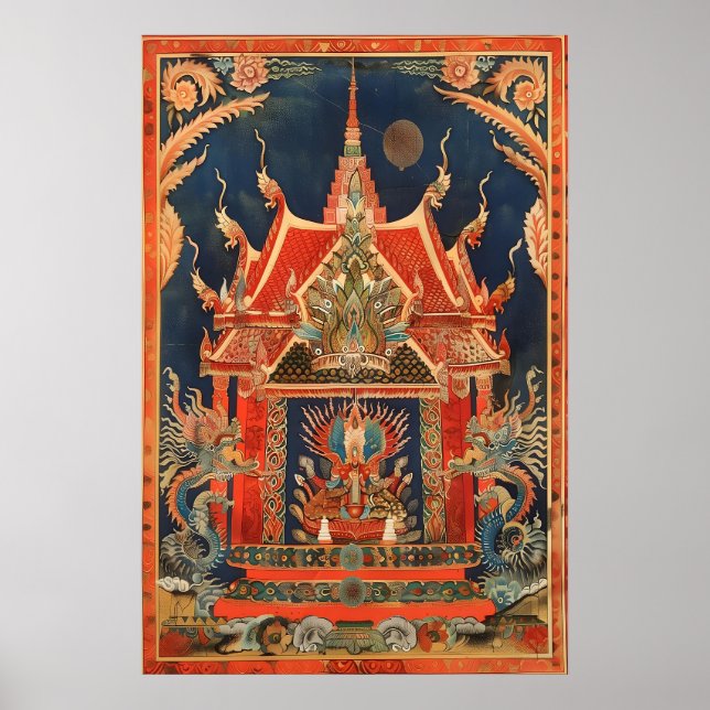 Thai Temple Art Poster Mythical Creatures (Front)