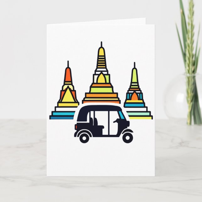 Thai Temples And Tuk Tuks Card (Front)