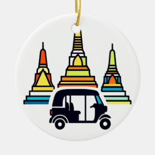 Thai Temples And Tuk Tuks Ceramic Ornament