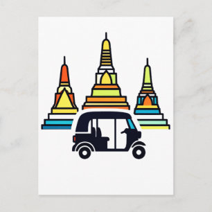 Thai Temples And Tuk Tuks Postcard