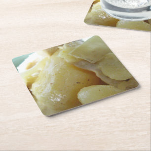 Thai Yellow Curry [แกงกะหรี่] .. Asian Street Food Square Paper Coaster