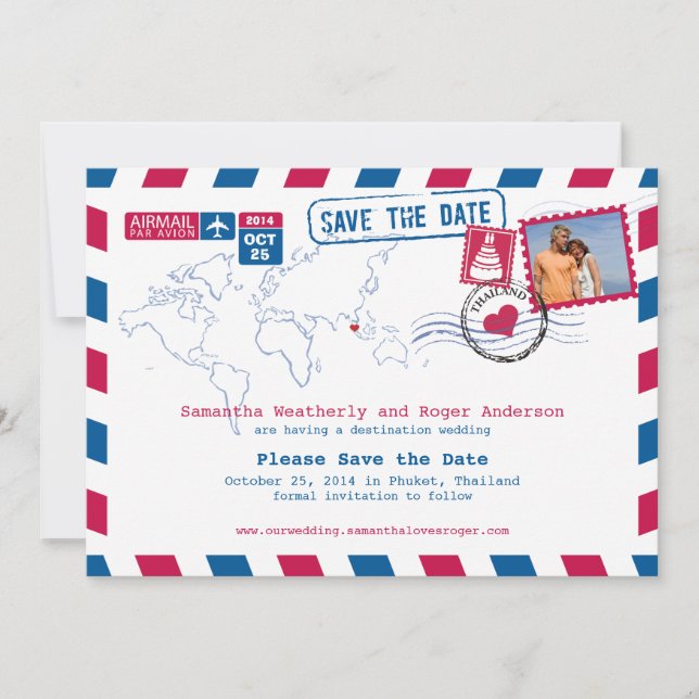 Thailand Airmail Wedding Save The Date (Front)