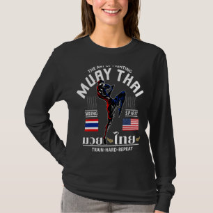 Thailand American Flag Muay Thai Boxing Train Hard T-Shirt