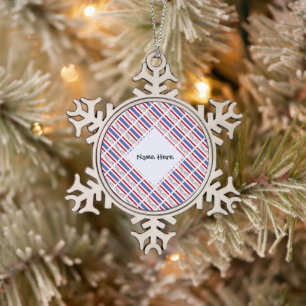 Thailand and Thai Flag Tiled Personalised Snowflake Pewter Christmas Ornament