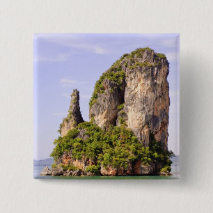 Thailand, Andaman Sea. Ao Phang Nga Islands in 15 Cm Square Badge