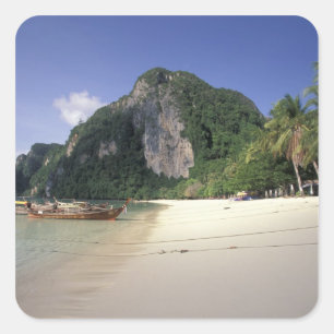 Thailand, Andaman Sea, Ko Phi Phi Island, Beach Square Sticker