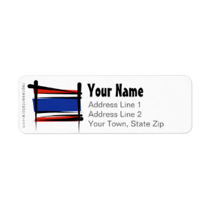 Thailand Brush Flag Return Address Label