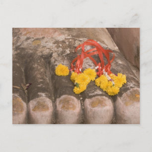 Thailand, Buddha's feet and Marigold offering Postcard