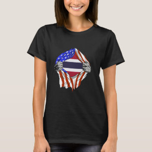 Thailand Chest USA Thai Roots Thai Pride America T T-Shirt