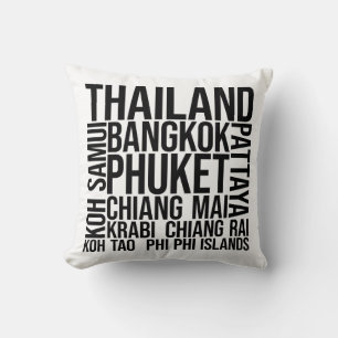 Thailand Cities Word Art - Bangkok Travel Cushion