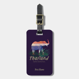 Thailand Elephant with Flag and Jungle leaves Luggage Tag