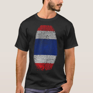Thailand Flag Fingerprint It Is In My Dna Thai Pe T-Shirt