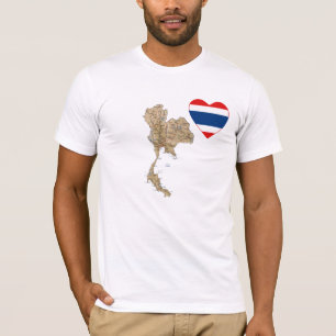 Thailand Flag Heart and Map T-Shirt